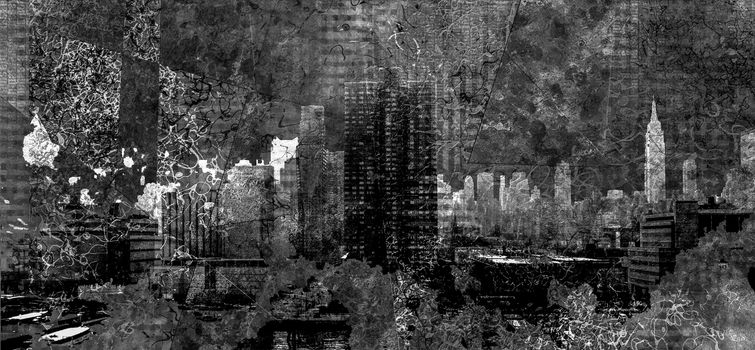 Abstracted composition of New York cityscape