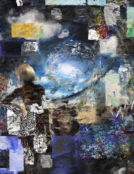 Abstract painting with woman's figure.