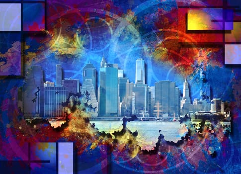 New York Skyline Modern Art Background