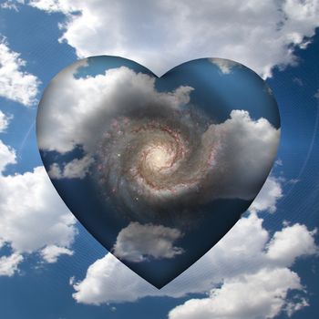 Cloud Heart with Spiral Galaxy Inside
