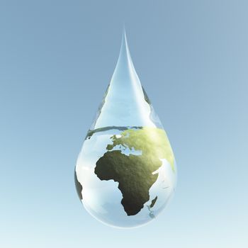 Planet Earth in Water Drop