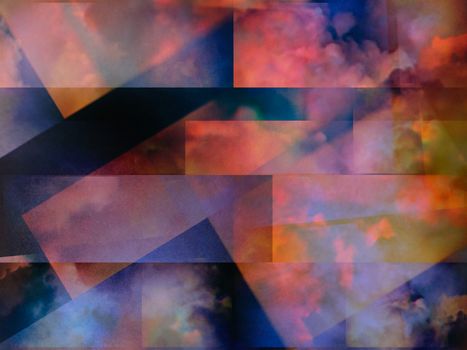 Colorful clouds with overlapping rectangular layers