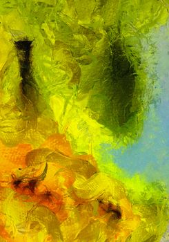 Colorful Hot Abstract Painting. 3D rendering