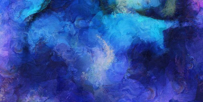 Abstract painting in tints of blue.