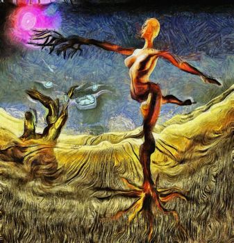Woman dancer rooted like a tree