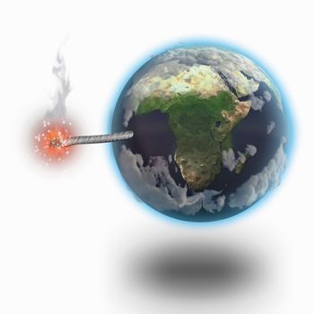 Planet Earth like a bomb with a wick. 3D rendering