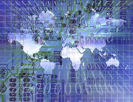 Internet World with binary code