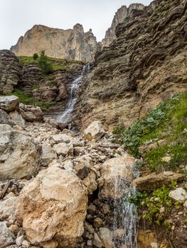 Climbing on the Rotwand and Masare via ferrata in the rose garden in the Dolomites, South Tyrol, Italy