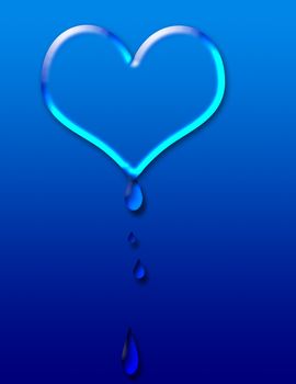 Drops dripping from water heart