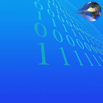 Planet Earth and binary code background