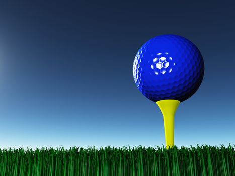 Blue Golf Ball on Green Field