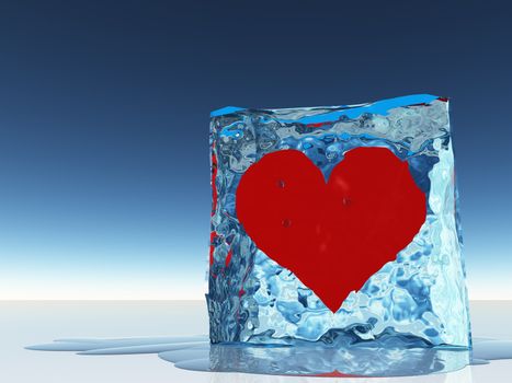 Heart frozen in ice