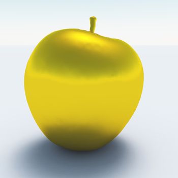 Apple made of gold. 3D rendering