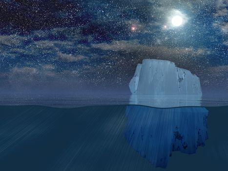 Iceberg at night ocean