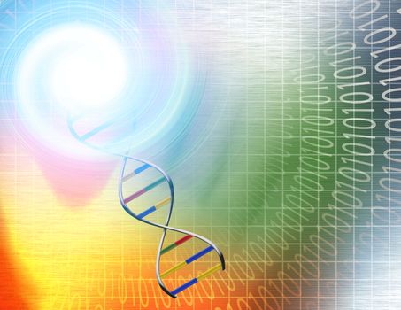 Binary tunnel and DNA Strand in Vivid Colors