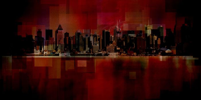 Modern art. New York cityscape. Manhattan. 3D rendering