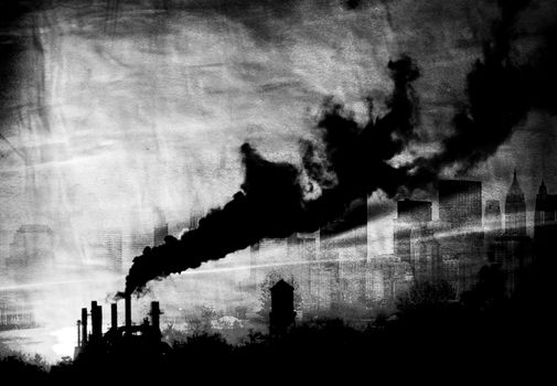 Smoke over Manhattan. Night scene