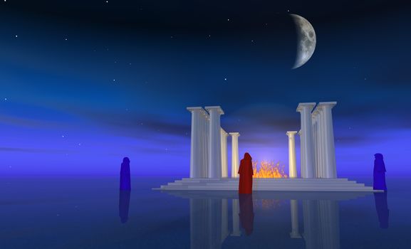 Ancient temple and its mysterious priests