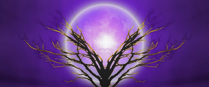 Magic tree under full moon