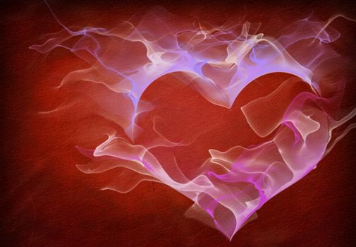Love heart shape with fluids of light