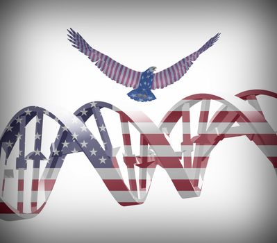 Eagle and DNA chain in national colors.