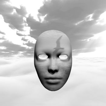 Woman mask in cloudy sky