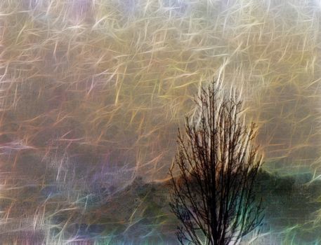 Impressionist autumn scene. Art composition