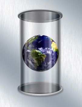 Planet Earth in glass container