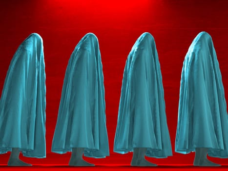 Human figures under cloth