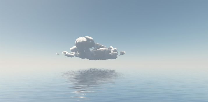 Single Cloud Flaots Above Still Water