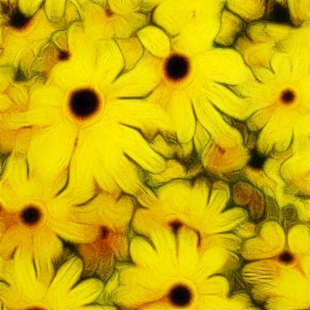 Yellow flowers abstract composition