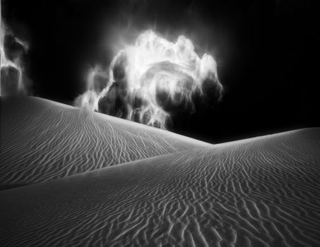 Dramatic Desert Landscape and Clouds