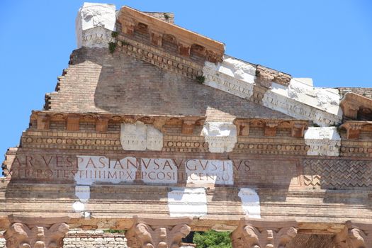 Ruins of the roman temple called Capitolium or Tempio Capitolino in Brescia in italy