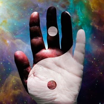 Palm Hand with Yin Yang Sign in Vivid Space