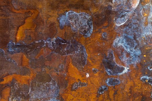 Copper or brass texture with white patina stains and spots.