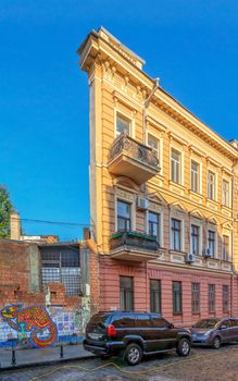 Odessa, Ukraine 06.30.2020. House with one wall in the historical center of Odessa, Ukraine, on a sunny summer morning