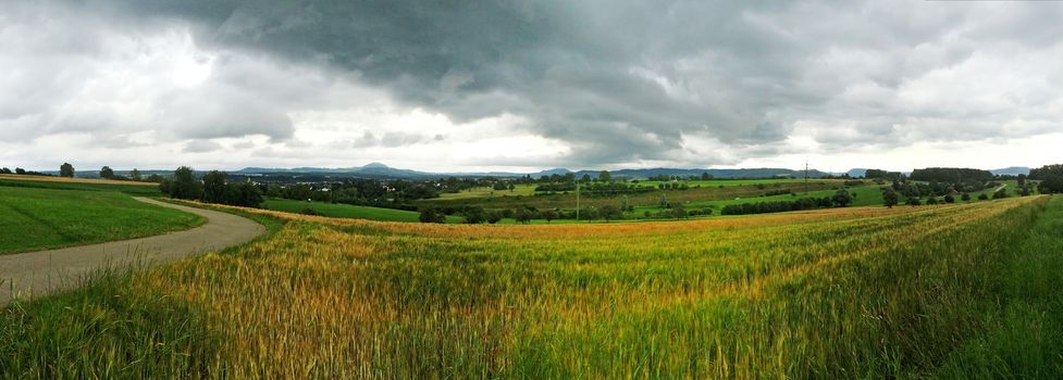 panoramic view to the Swabian highlands in Germany