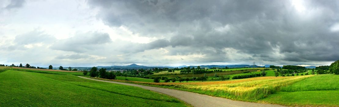 panoramic view to the Swabian highlands in Germany