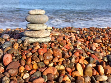 Zen stones on the beach