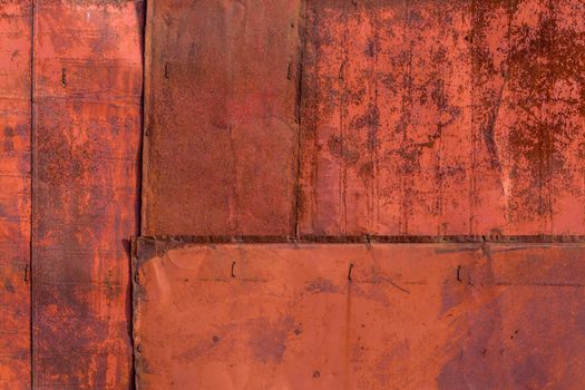 rusted tin sheets patchwork wall texture and flat detailed background