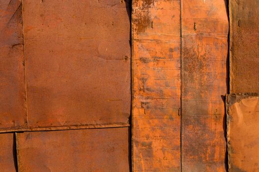 rusted tin sheets patchwork wall texture and flat detailed background