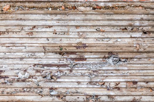 trash concrete wall with corrugated sheet imprint on it - horizontal lines structure.