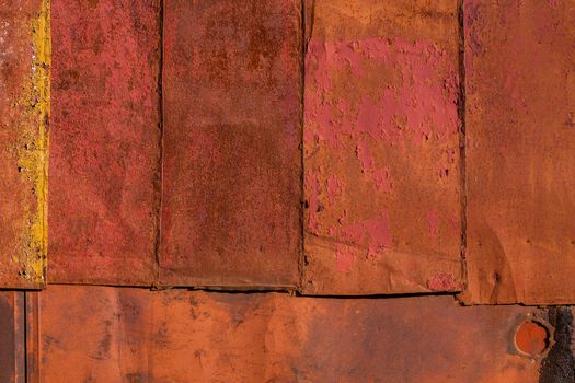 rusted tin sheets patchwork wall texture and flat detailed background