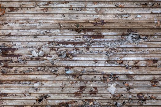 trash concrete wall with corrugated sheet imprint on it - horizontal lines structure.