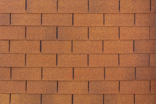 brown flexible roof tile flat background and texture, rectangular form.