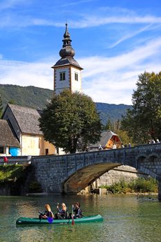 Bohinj Lake, Church of St John the Baptist with bridge