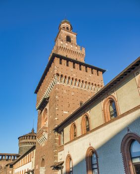 The Sforza Castle - Castello Sforzesco in Milan, Italy.