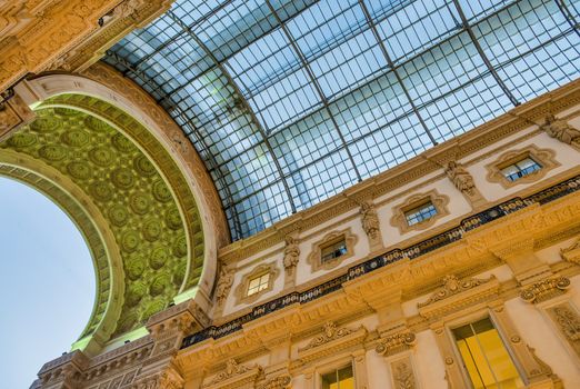 MILANO, ITALY - SEPTEMBER 2015: Galleria Vittorio Emanuele II in Milano. It's one of the world's oldest shopping malls, designed and built by Giuseppe Mengoni.