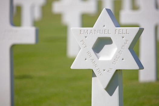 Luxembourg, Luxembourg on July 21, 2020; Jewish grave in the American mlitary cemetary in Luxembourg