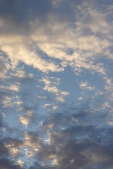 Beautiful eveing sky with clouds, air nature